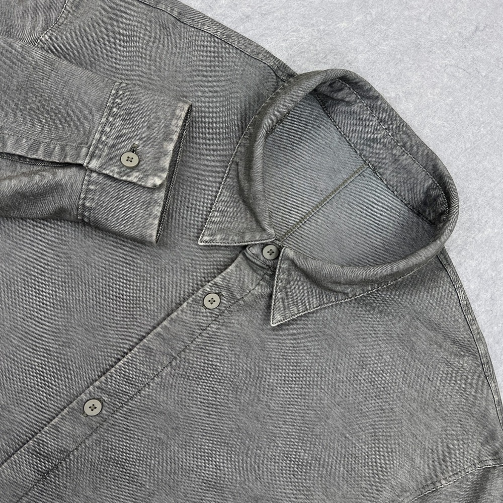 Lululemon Button Up Men's L Gray Enzyme Dye Commission Long Sleeve Shirt M3DJOS